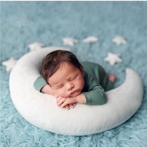 White Crescent Moon Baby Pillow
